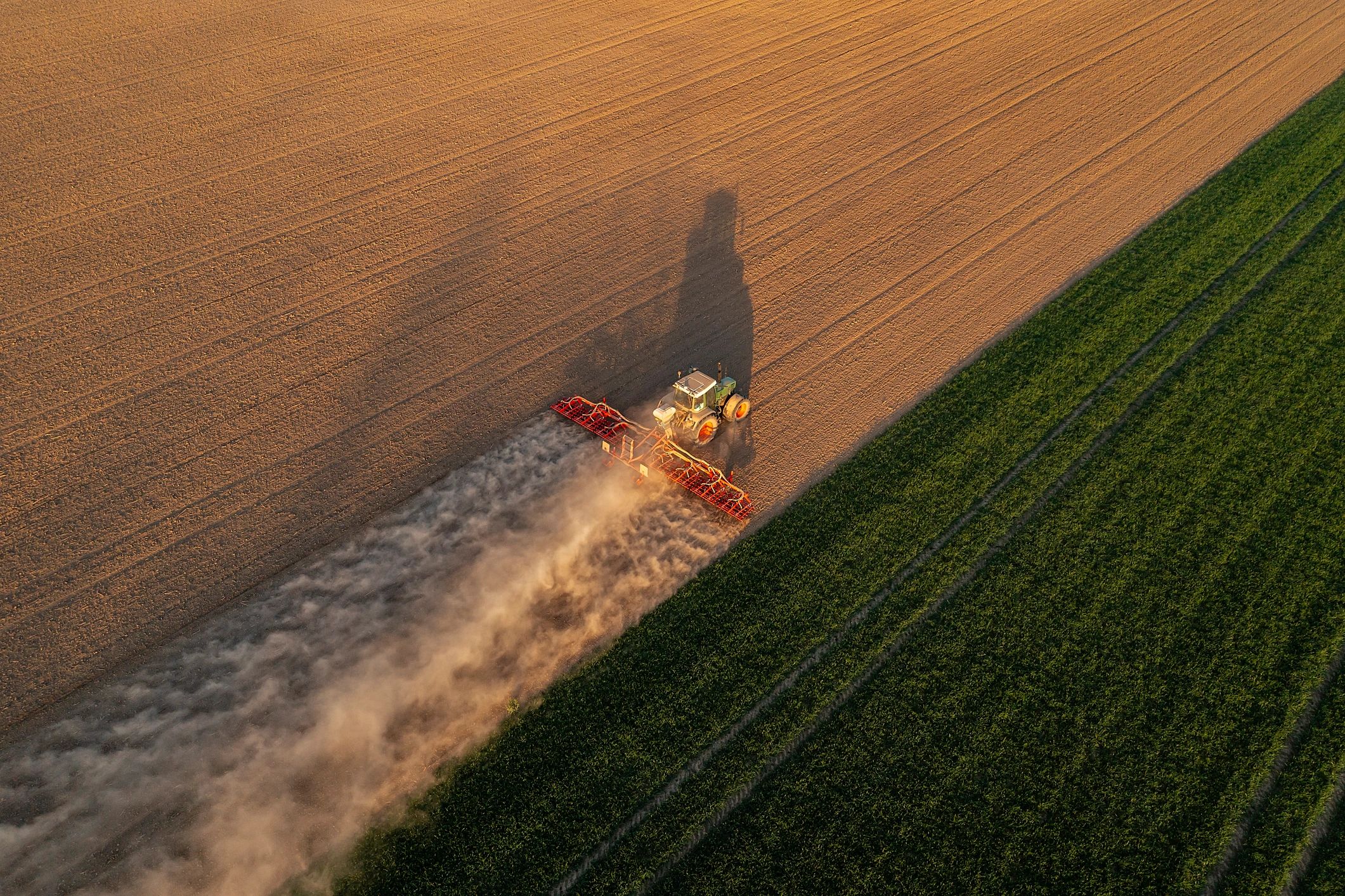 modern tractor in field