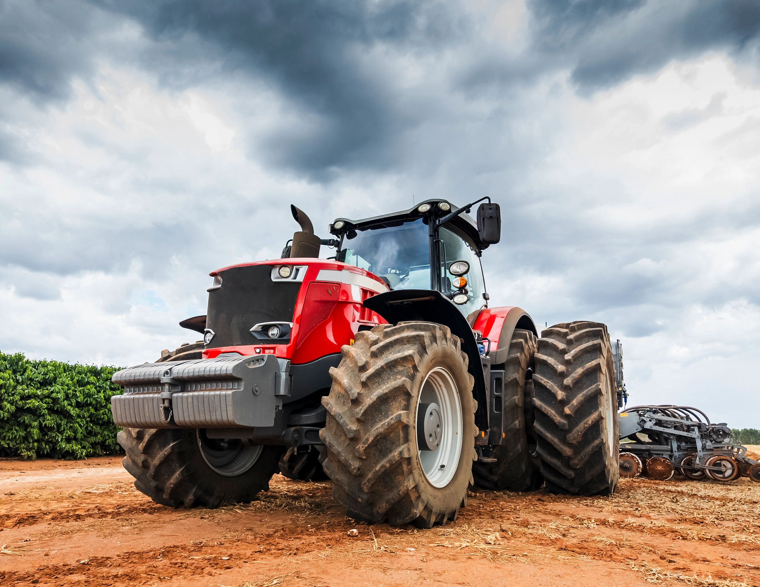 modern tractor in field